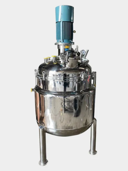100-литровый низкоскоростной реакционный котел из нержавеющей стали с механическим уплотнением и двойным перемешиванием, со скребком для стенок и вакуумным нагревом.